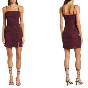 Dress the Population Kallan Burgundy Leopard Print Dress SZ M NWT